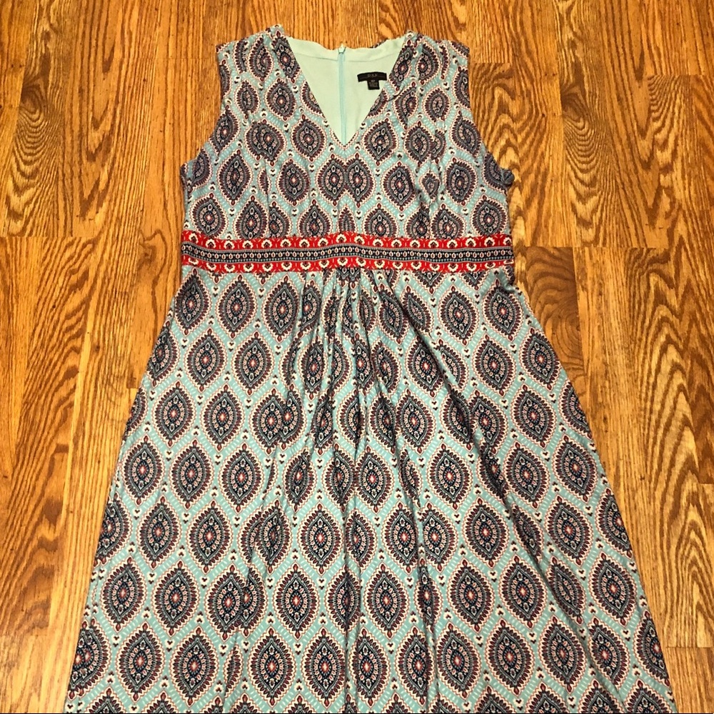 A 16P Teal, Blue, and Red dress. Very modest!